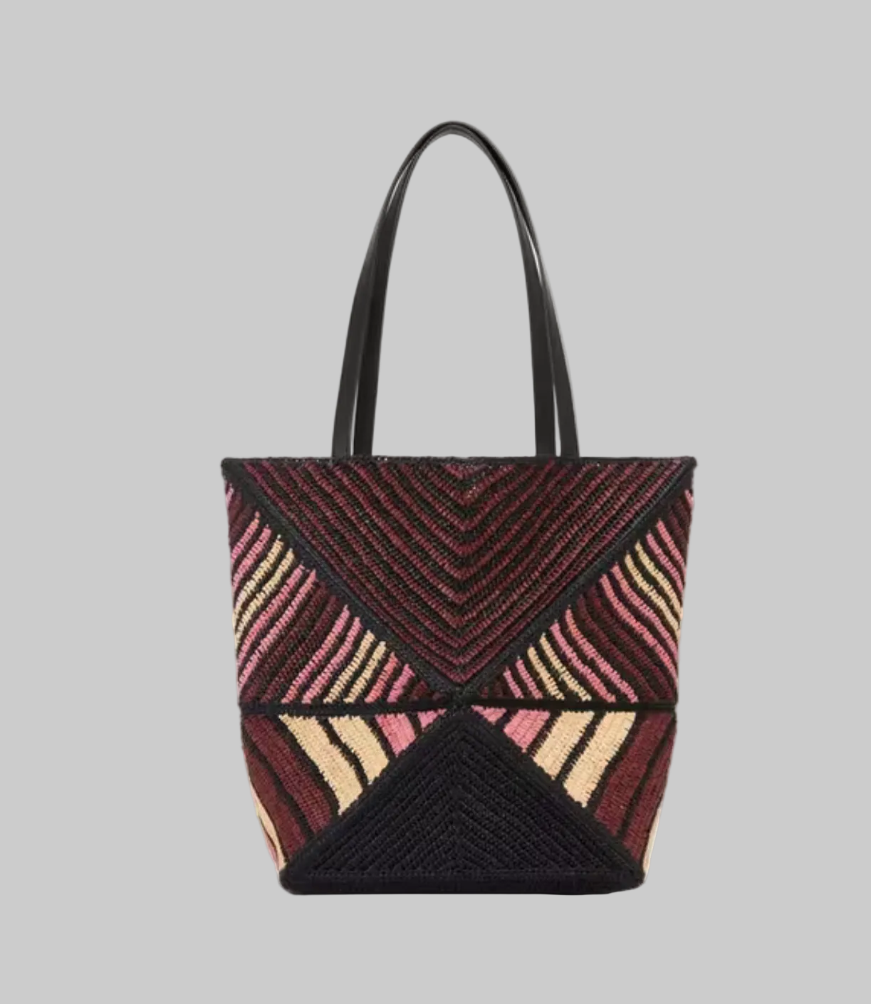 LOEWE Raffia Pink Stripe Puzzle Fold Tote