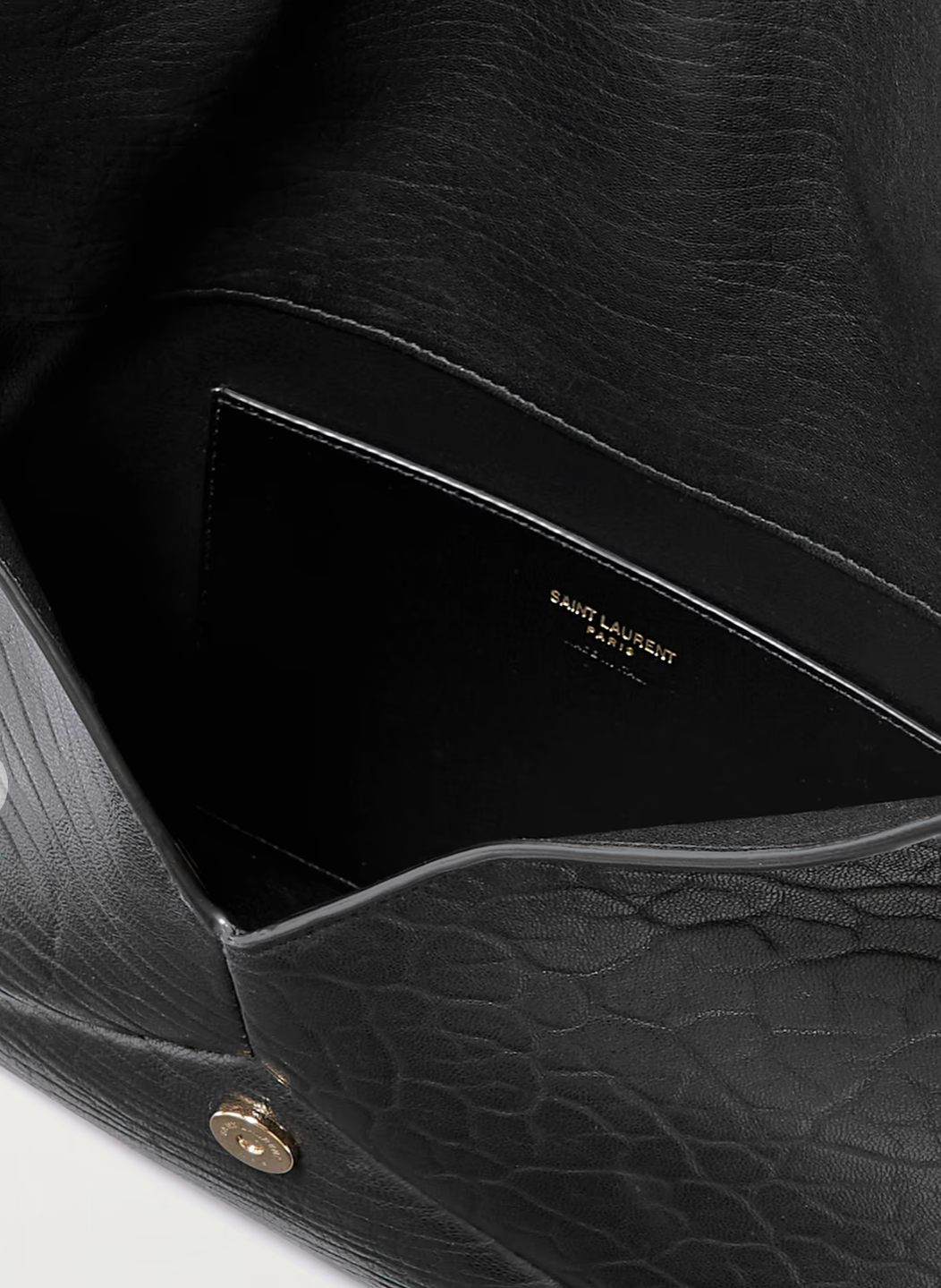 SAINT LAURENT Cassandre Large Textured-Leather Clutch