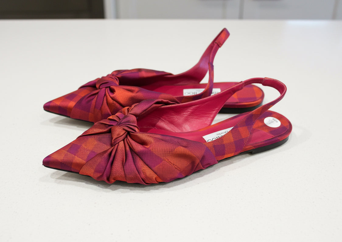 JIMMY CHOO Plaid Slingback Flats - Size 39