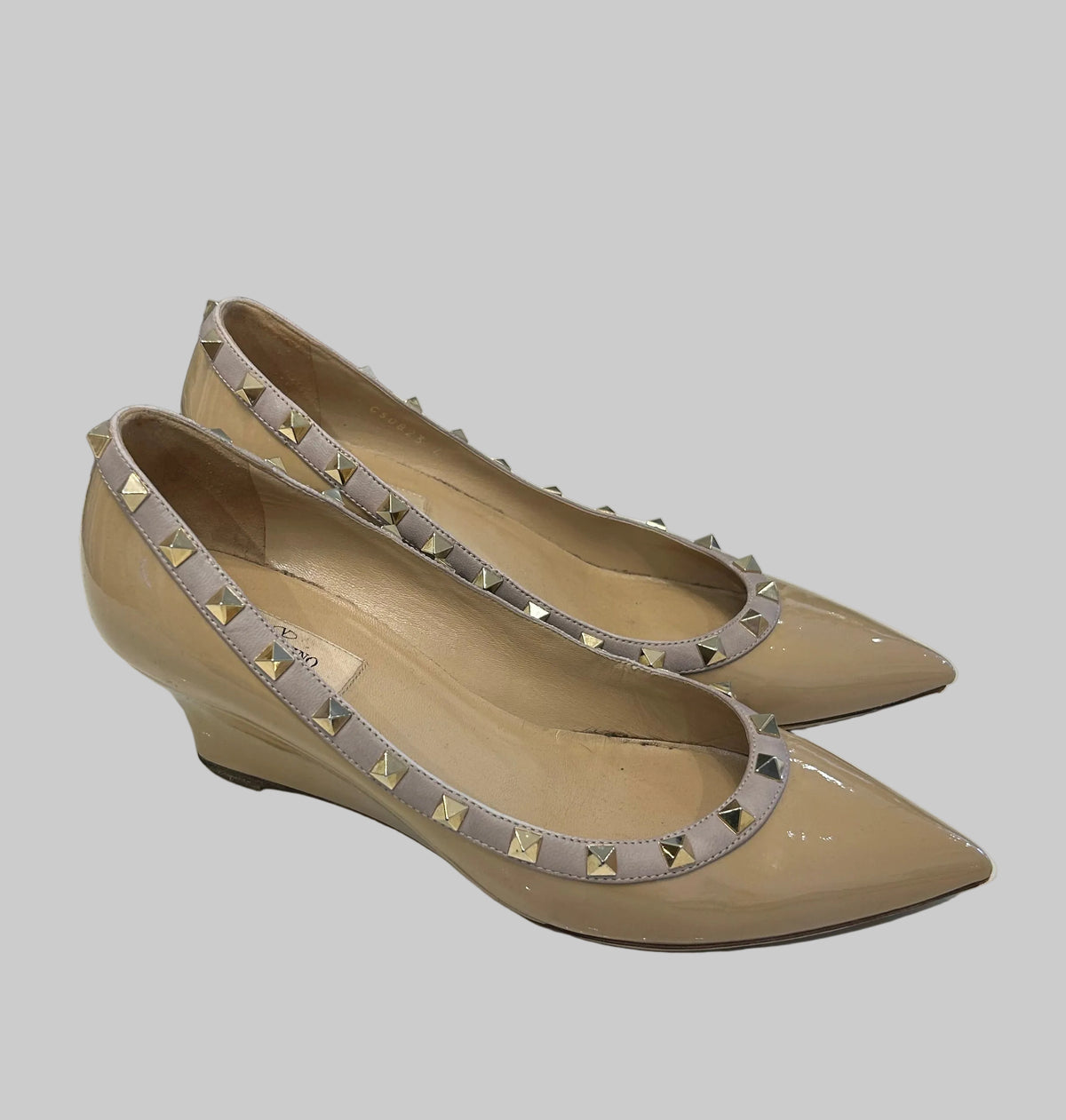 VALENTINO Patent Rockstud Wedges - Size 40