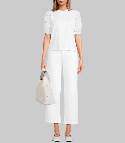 FRAME The Lace Sleeve T-Shirt - Size S