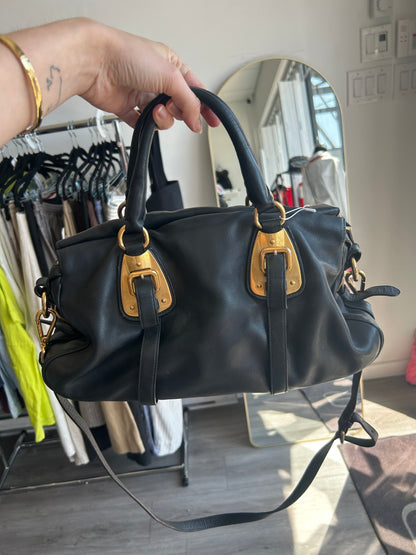 PRADA Bauletto Black Leather Shoulder Bag