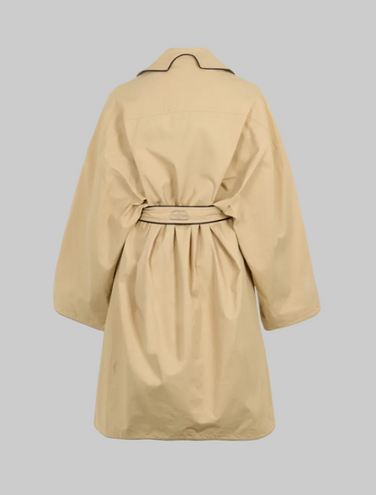 BALENCIAGA Faux Leather-Trimmed Cotton-Gabardine Trench Coat - Size xs (oversized)