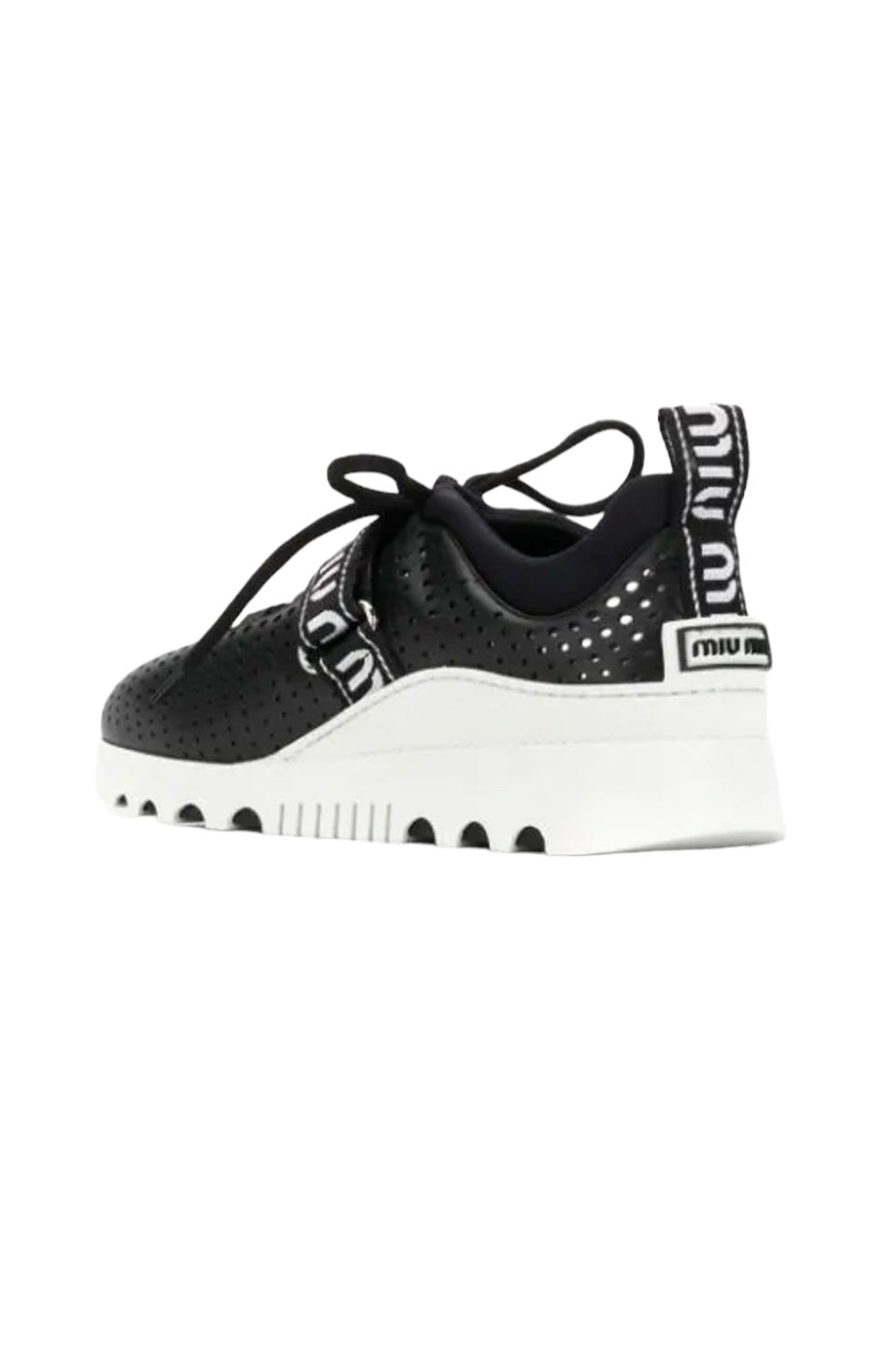Perforated Black Leather Sneakers - 37.5