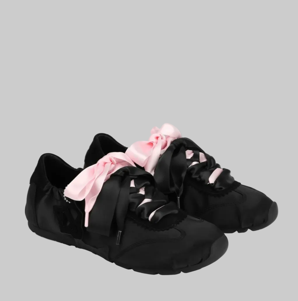 NEW* NAKED WOLFE Adorable Black Satin Sneakers - Size 9