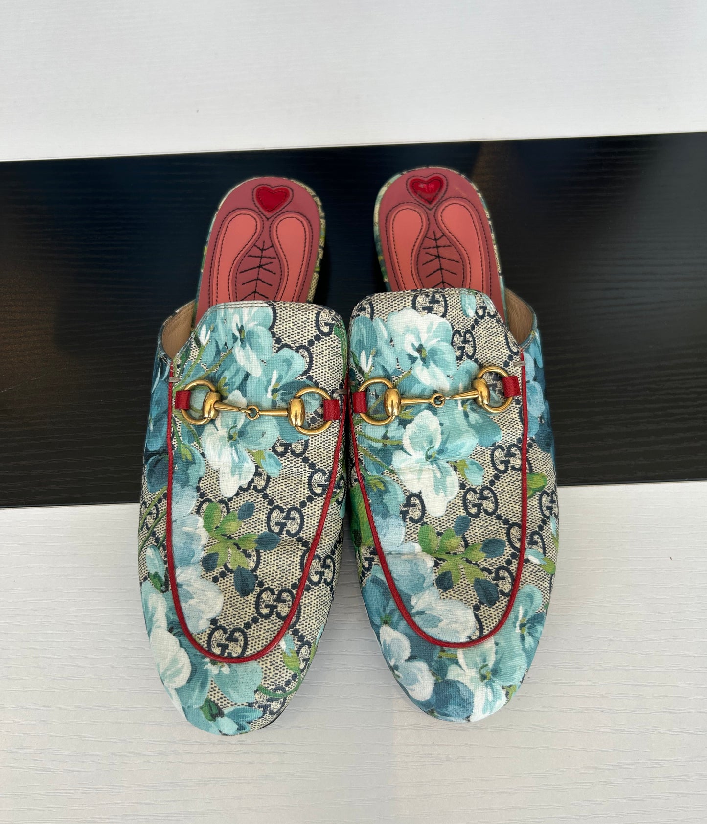 GUCCI Blooms Monogram Princeton Mules - Size 38.5