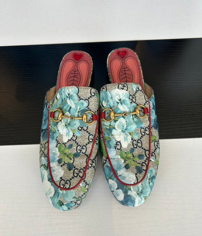 GUCCI Blooms Monogram Princeton Mules - Size 38.5