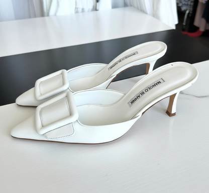 MANOLO BLAHNIK Maysale 50 Buckled Mules - Size 38