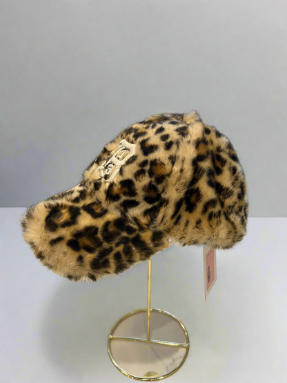 R13 Leopard Print Faux Fur Cap
