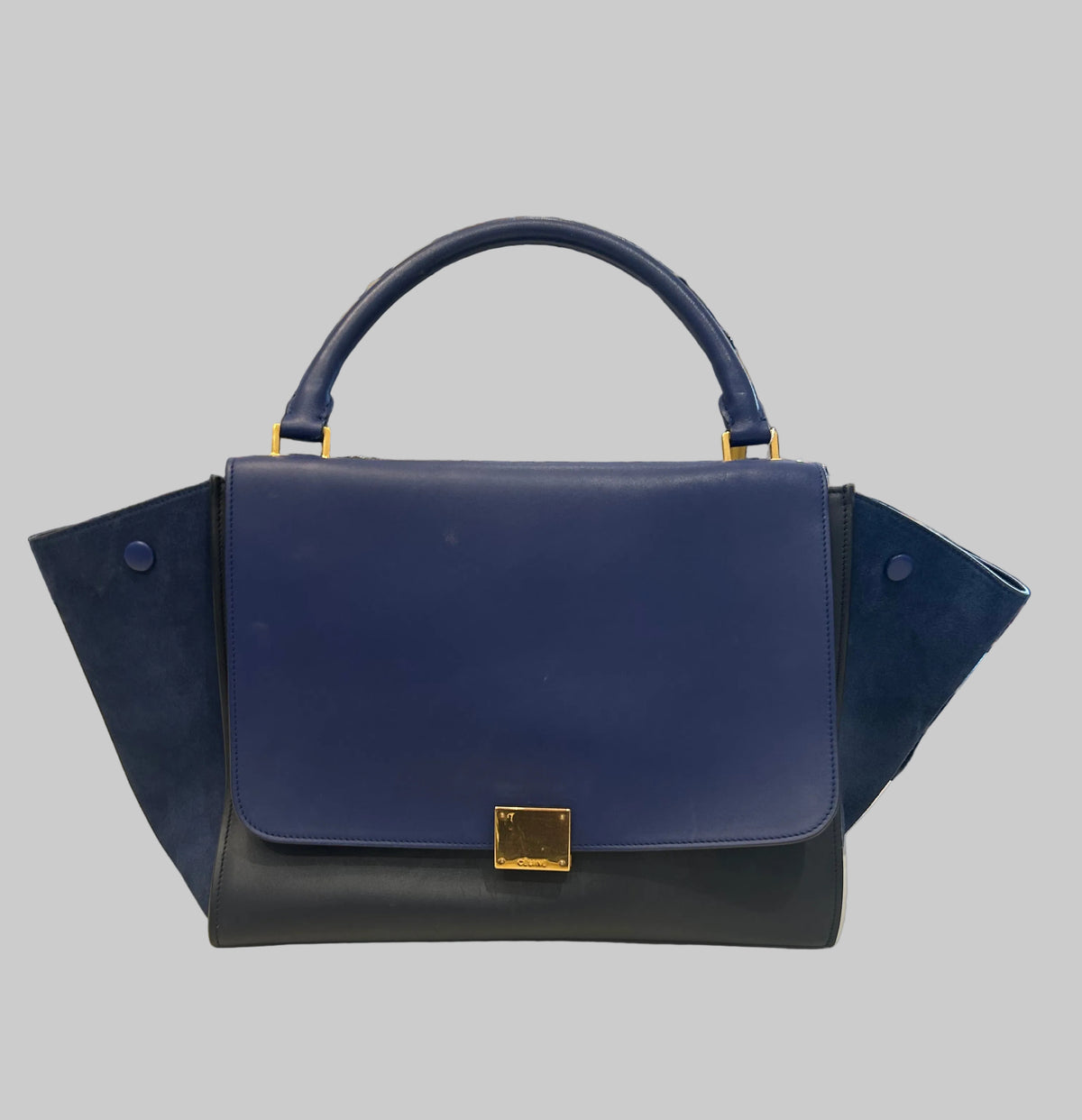 CÉLINE Trapeze Medium Blue Leather Shoulder Bag