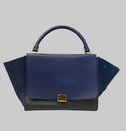 CÉLINE Trapeze Medium Blue Leather Shoulder Bag