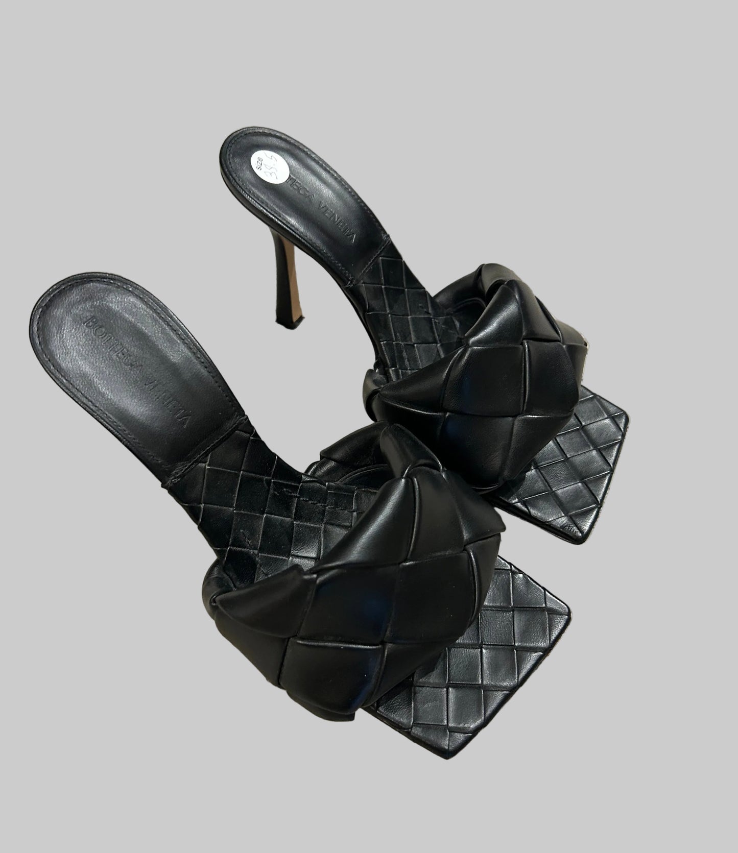 BOTTEGA VENETA Lido Intrecciato Leather Heeled Mules - Size 38.5