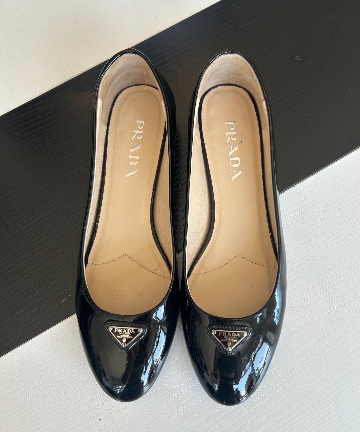 PRADA Black Patent Flats - Size 39