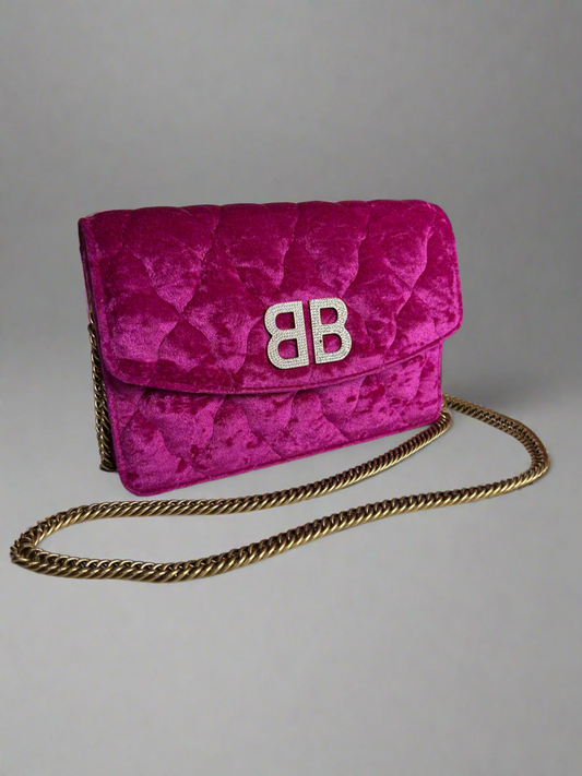 BALENCIAGA Quilted Crushed Velvet Crossbody