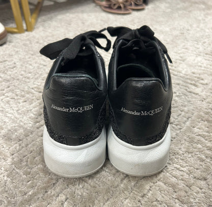 ALEXANDER MCQUEEN Black Glitter Calf Leather Sneakers - Size 37