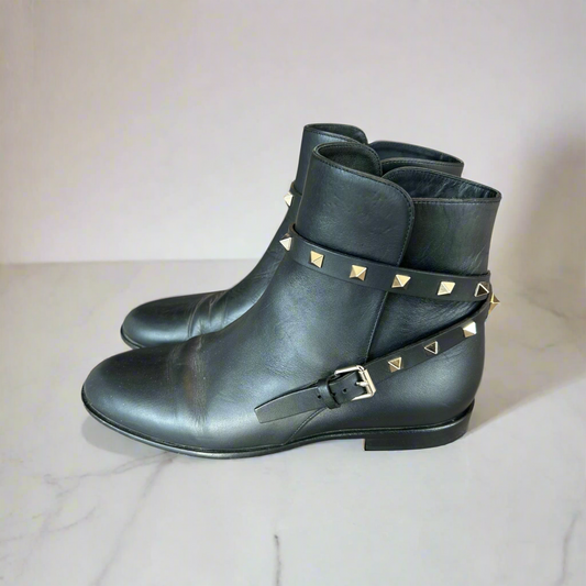 VALENTINO Rockstud Ankle Boots - Size 8.5