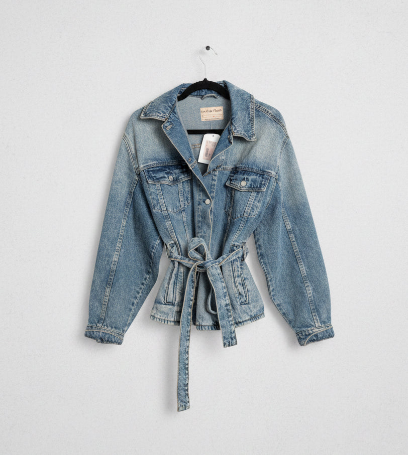 FREE PEOPLE We The Free Knotted Denim Jacket - Size XS