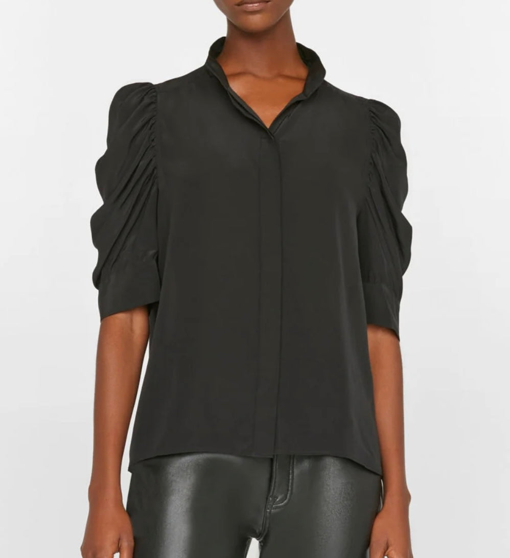 FRAME Black Silk Gillian Blouse - Size S