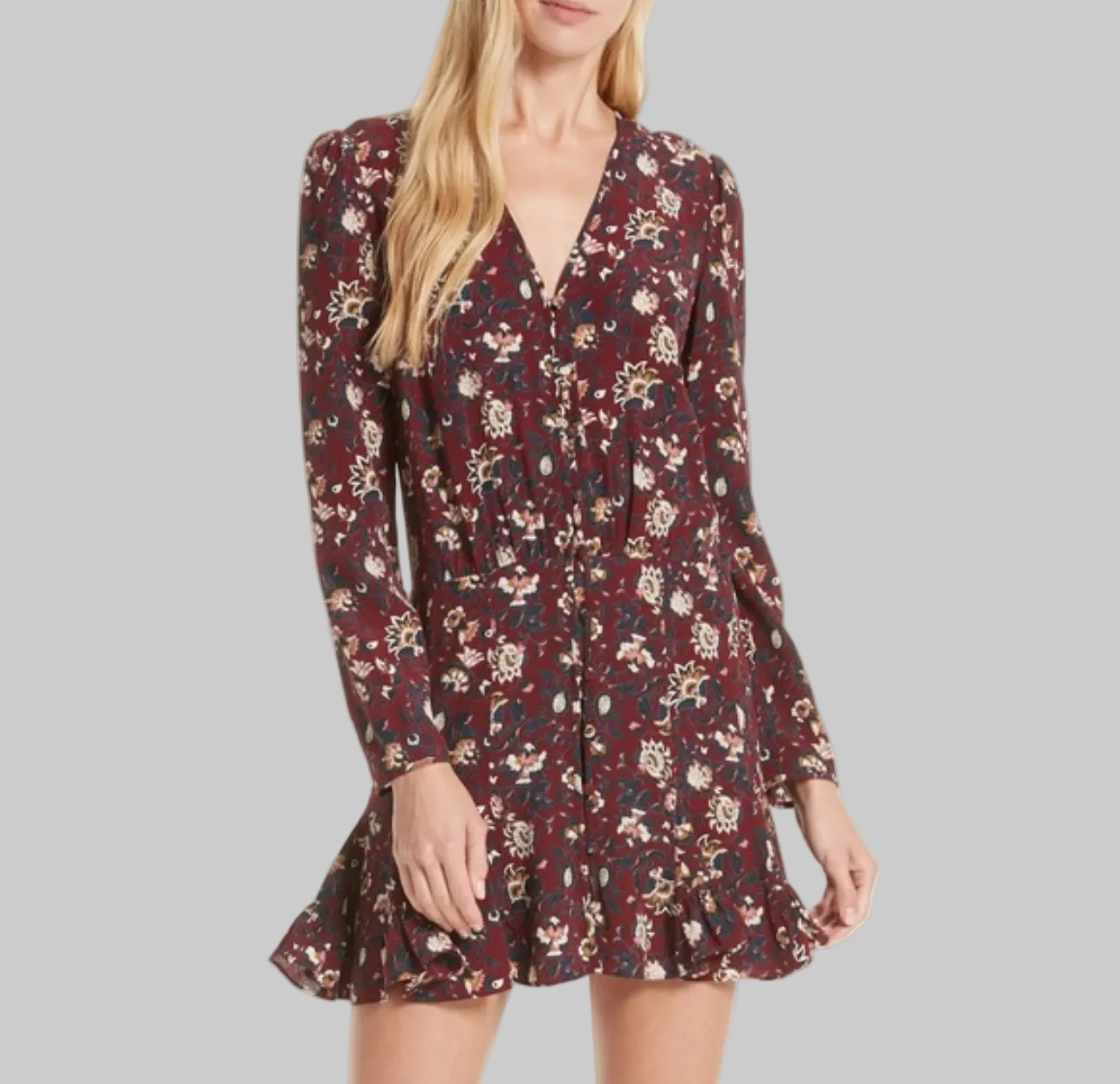 VERONICA BEARD Burgundy Floral Dress - Size 8