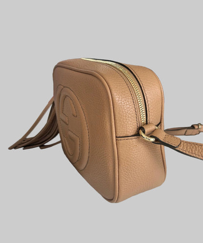 GUCCI Beige Leather Soho Disco Crossbody Bag