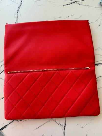 CHANEL Red Quilted Leather Clutch