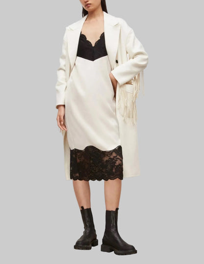 ALLSAINTS Celeste Two-Tone Satin & Lace Midi Dress - Size 2