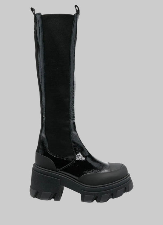 GANNI Patent Leather Chelsea Boot - Size 39