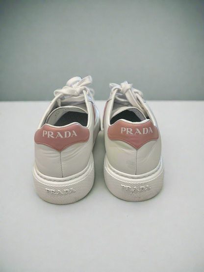 PRADA White And Pink Sneakers - Size 37.5