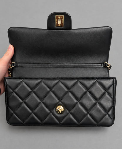 CHANEL Quilted Pearl-Studded CC Flap Shoulder Bag
