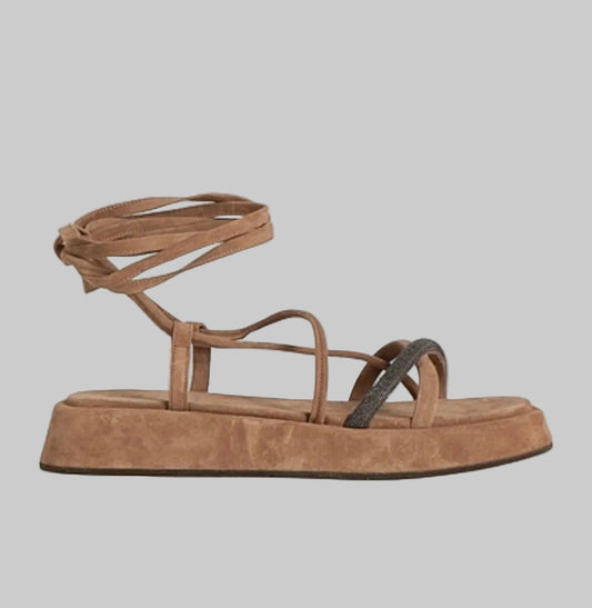 BRUNELLO CUCINELLI Ankle Tie Platform Sandals - Size 40