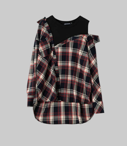 MAJE Plaid Asymmetrical Top - Size 2