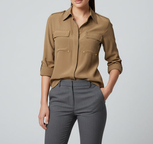 TOM FORD Silk  military Style Blouse - Size 36