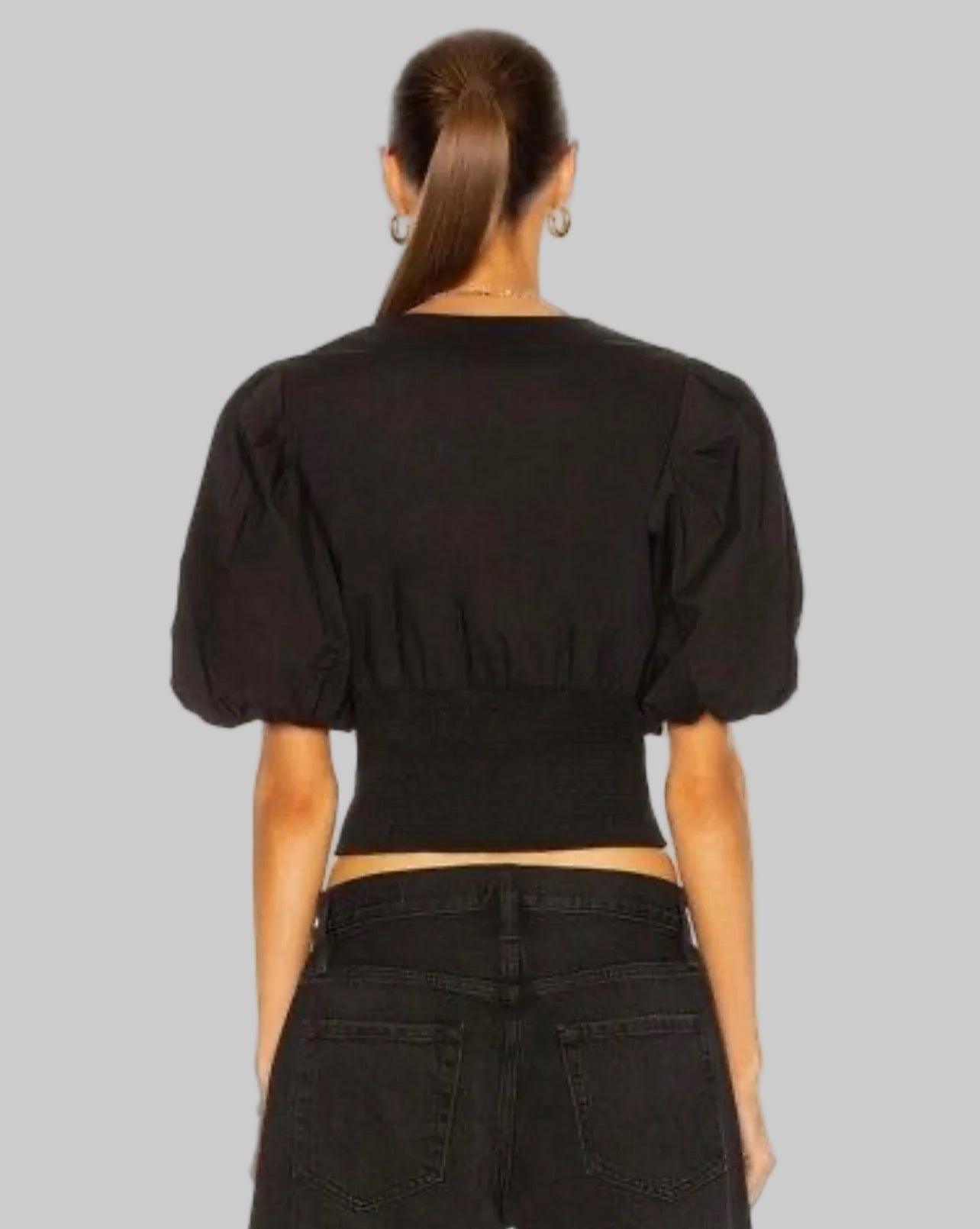 FRAME Black Cotton Balloon Sleeve Blouse - Size xs