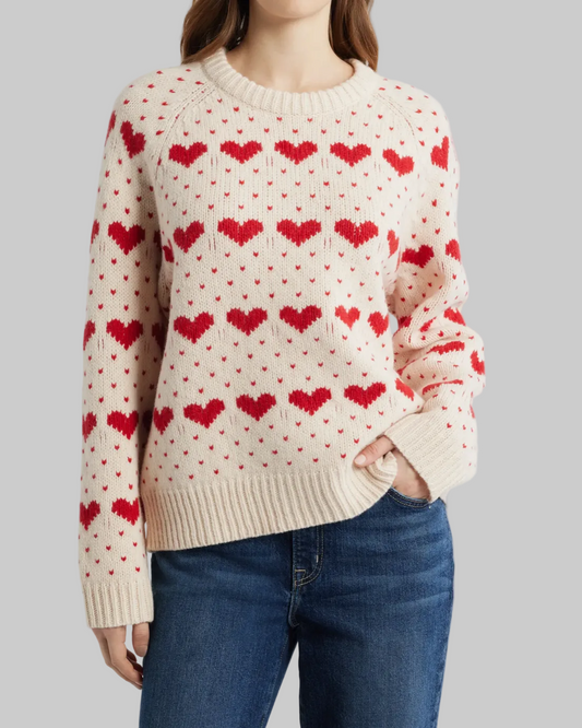 NEW* THE GREAT The Intarsia Heart Wool Blend Sweater - Size L