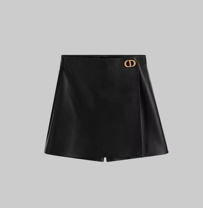 CHRISTIAN DIOR Leather Mini Skort With CD Buckle - Size 4