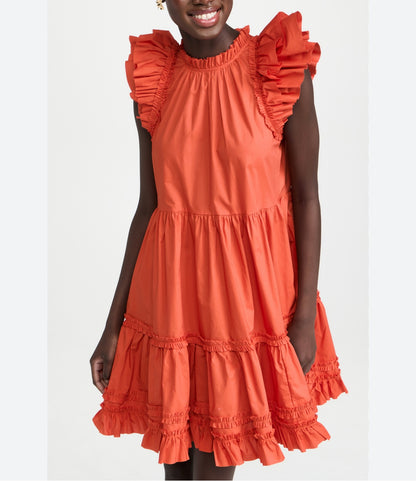 ULLA JOHNSON Tasmin Ruffled Tiered Cotton Dress - Size 6