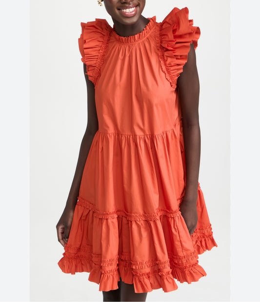 ULLA JOHNSON Tasmin Ruffled Tiered Cotton Dress - Size 6