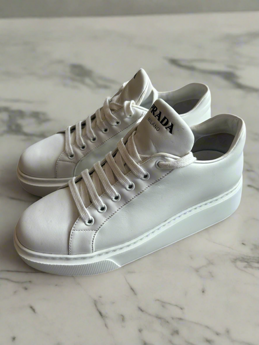 PRADA Leather Low Too Sneakers - Size 37.5