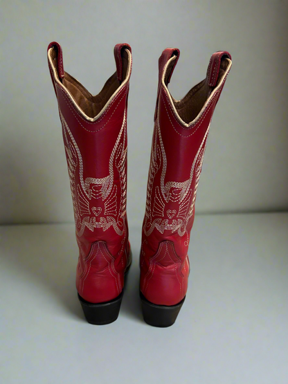 WESTERN Red Leather Boots - Size 10