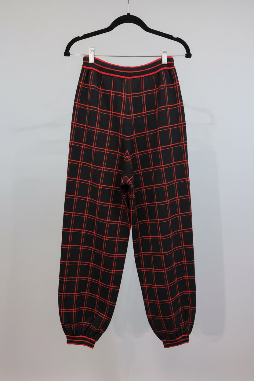 GUCCI Checked Wool Horsebit Knit Jogger - Size XS