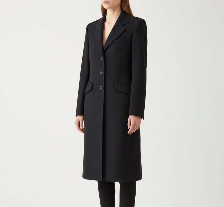 DOLCE & GABBANA Black Wool Coat - Size 42 s