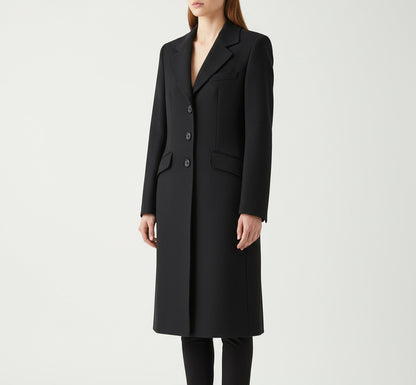 DOLCE & GABBANA Black Wool Coat - Size 42 s