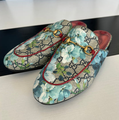 GUCCI Blooms Monogram Princeton Mules - Size 38.5
