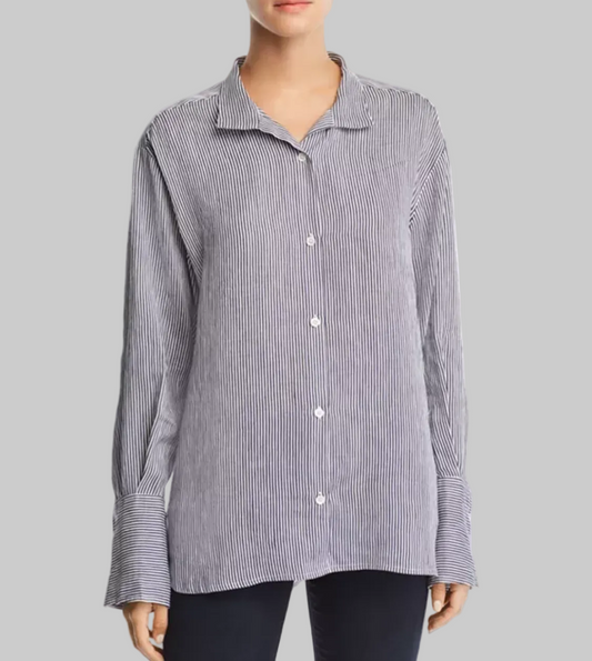 FRAME Linen Stripe Button Up Blouse - Size s
