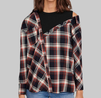 MAJE Plaid Asymmetrical Top - Size 2