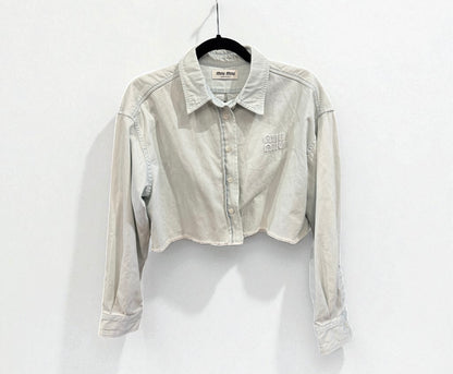 MIU MIU Cropped Denim Shirt - Size 38