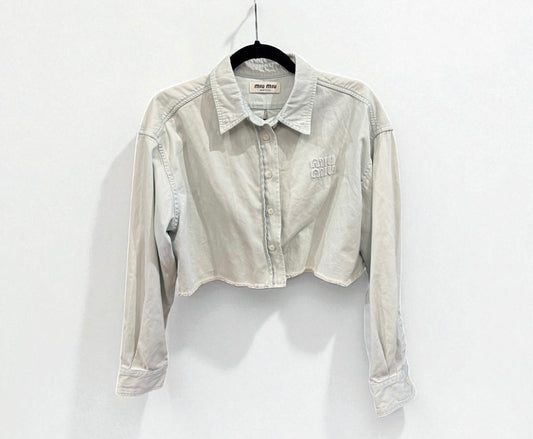 MIU MIU Cropped Denim Shirt - Size 38
