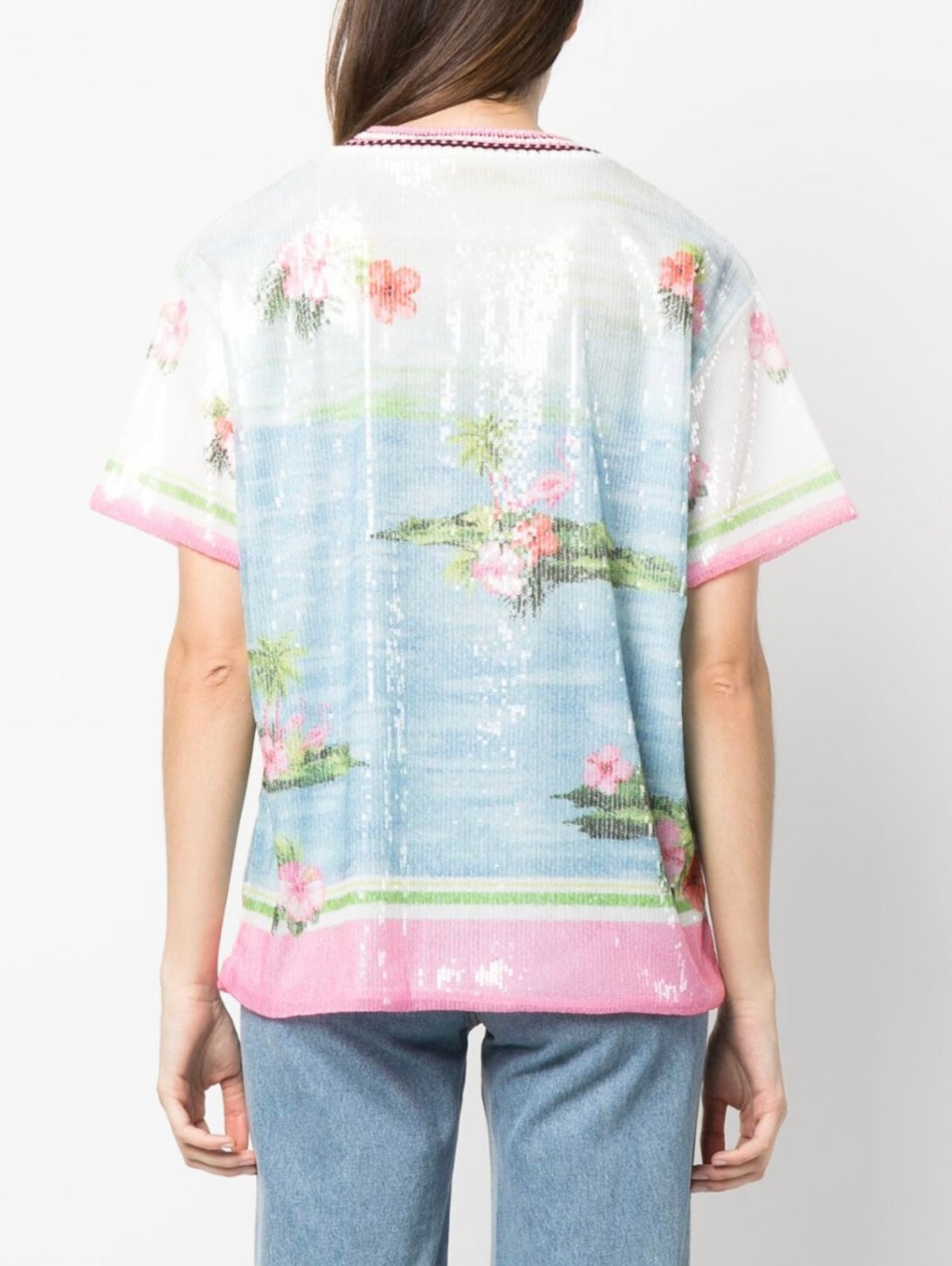 ERMANNO FIRENZE
sequin-embellished Flamingo T-shirt - Size 46