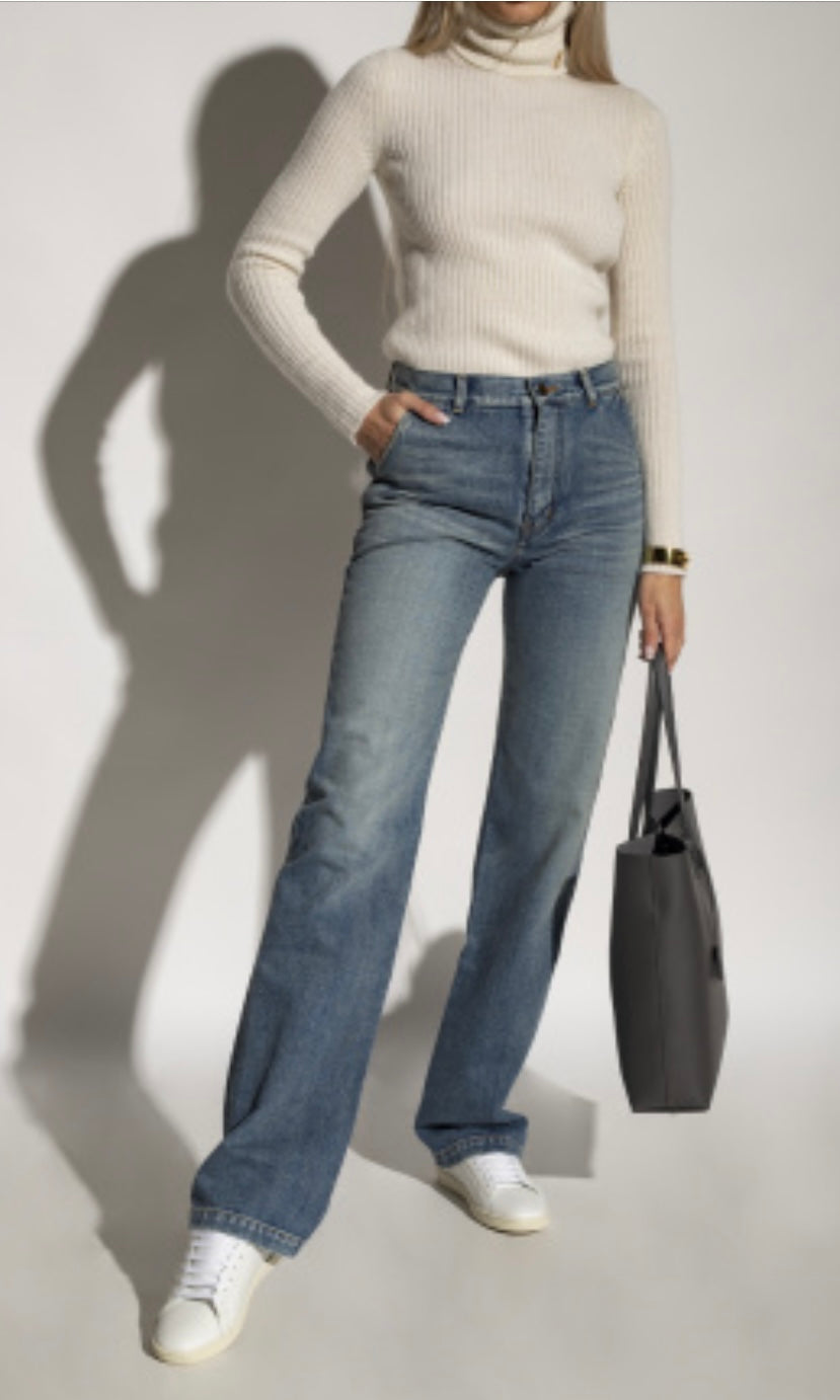 New* Saint Laurent BLUE ‘Jane’ high-waisted jeans - Size 25