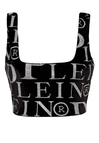 Philipp Plein Velvet Top Stones All over PP with Crystals - Size S